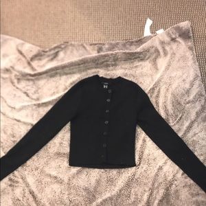 Forever 21 black button up cardigan crop top